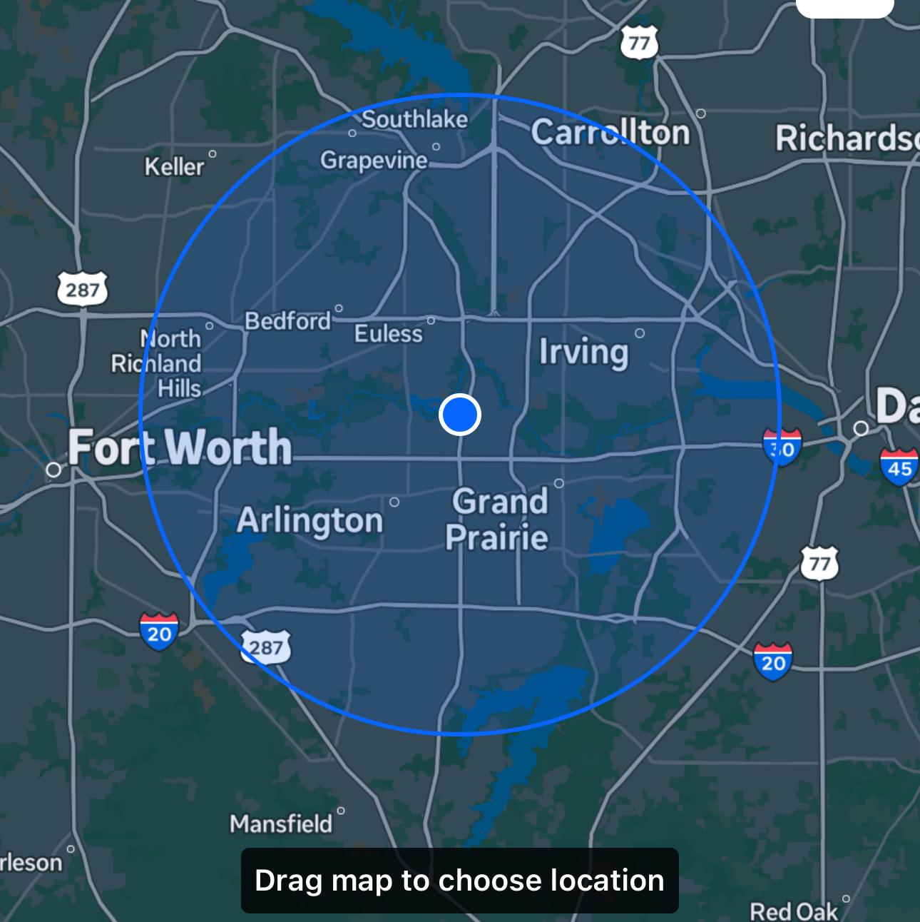 Map showing Comfort Authority service area in Arlington and DFW